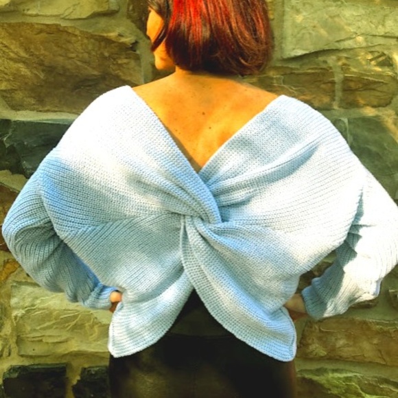 Indian Way Co Sweaters - Twist Back Knotted Pullover V neck Sweater NEW!